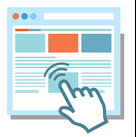 איור של יד לוחצת על כפתור במסך מחשב