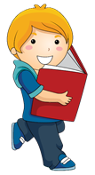 איור של ילד מחייך המחזיק ספר