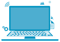 איור של מחשב בצבע כחול